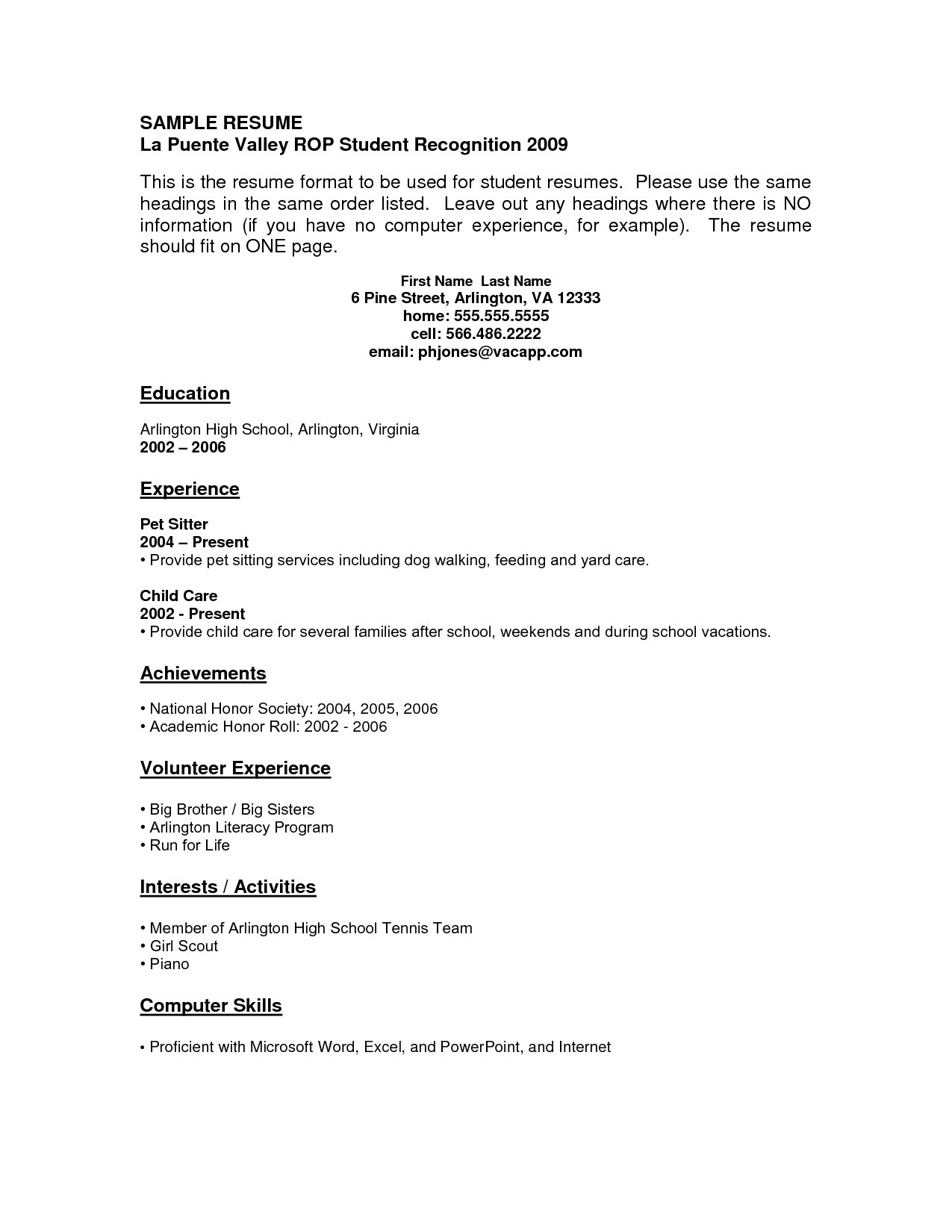 20 resume sample high school student no experience