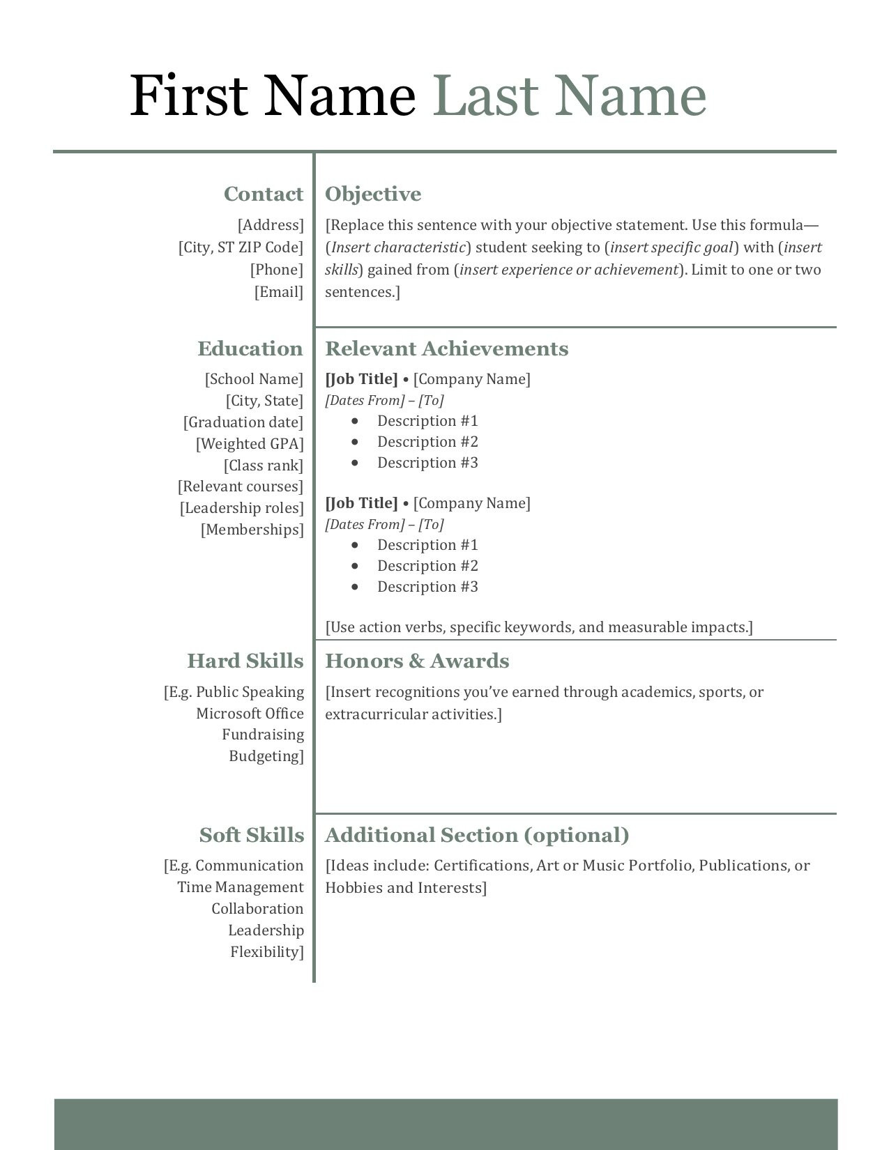 high school resume