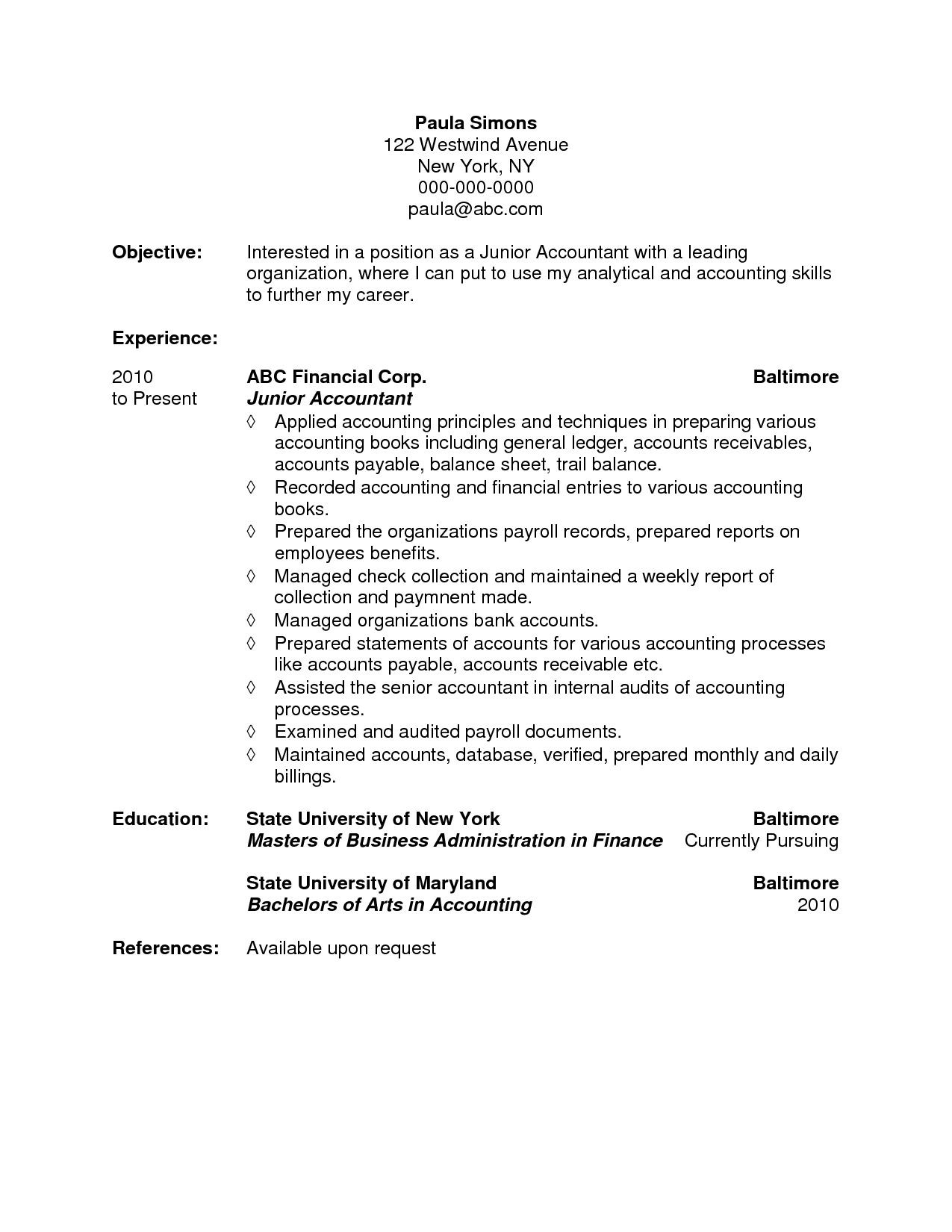 resume objective example for ojt students