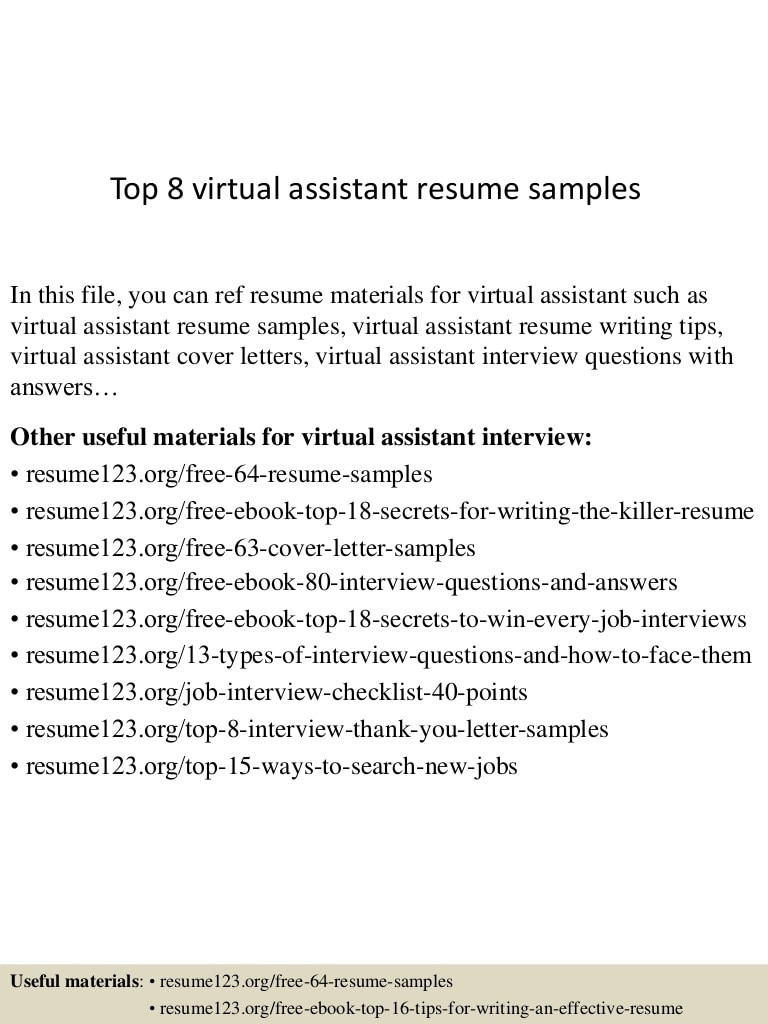 top 8 virtual assistant resume samples