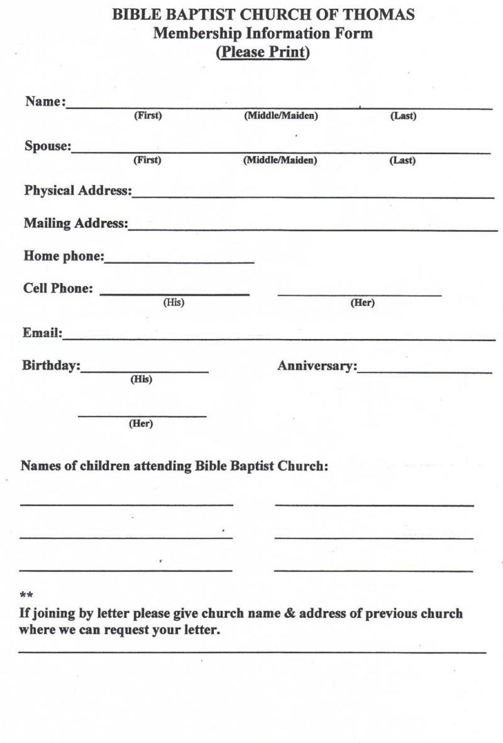 church membership form pdf free