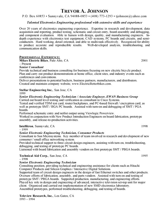 curriculum vitae samples for electrical engineers