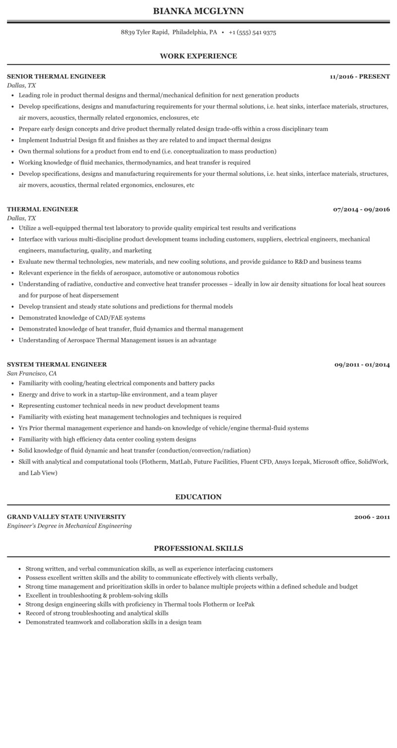 mechanical engineer resume sample doc collection