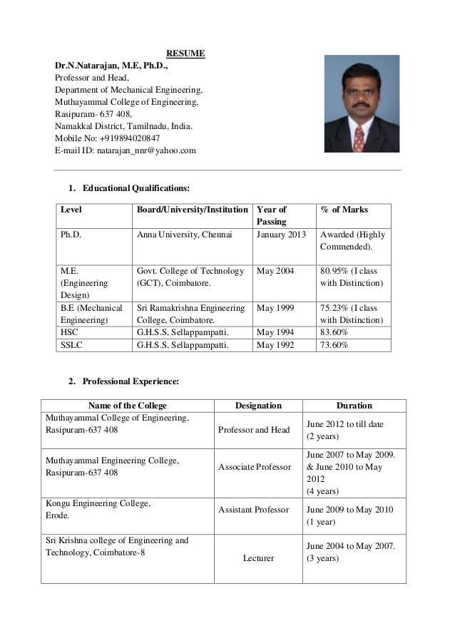 resume drnnatarajan