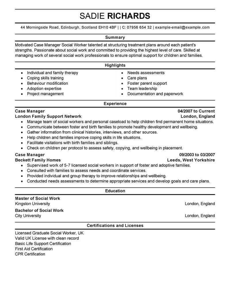 Sample Resume for Case Manager Position Case Manager Resume Objective Examples October 2021