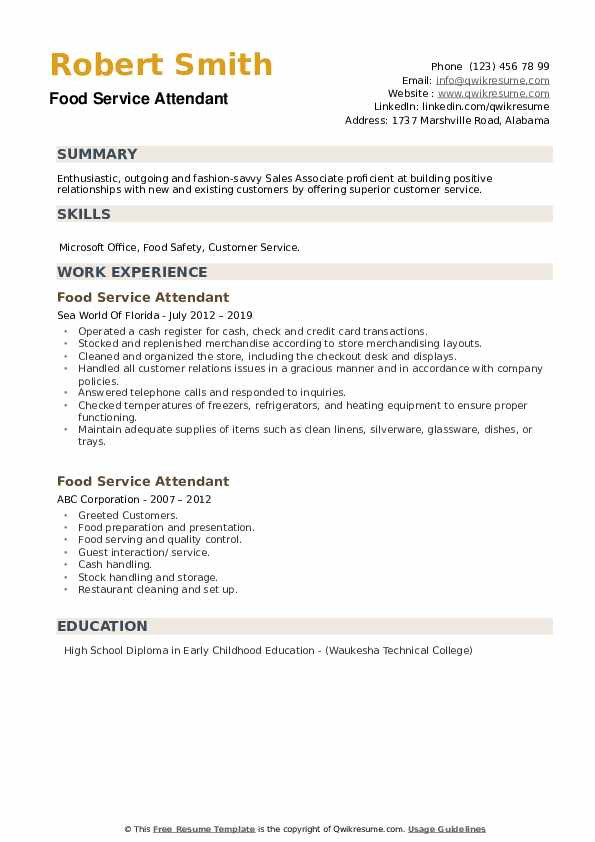 food service attendant