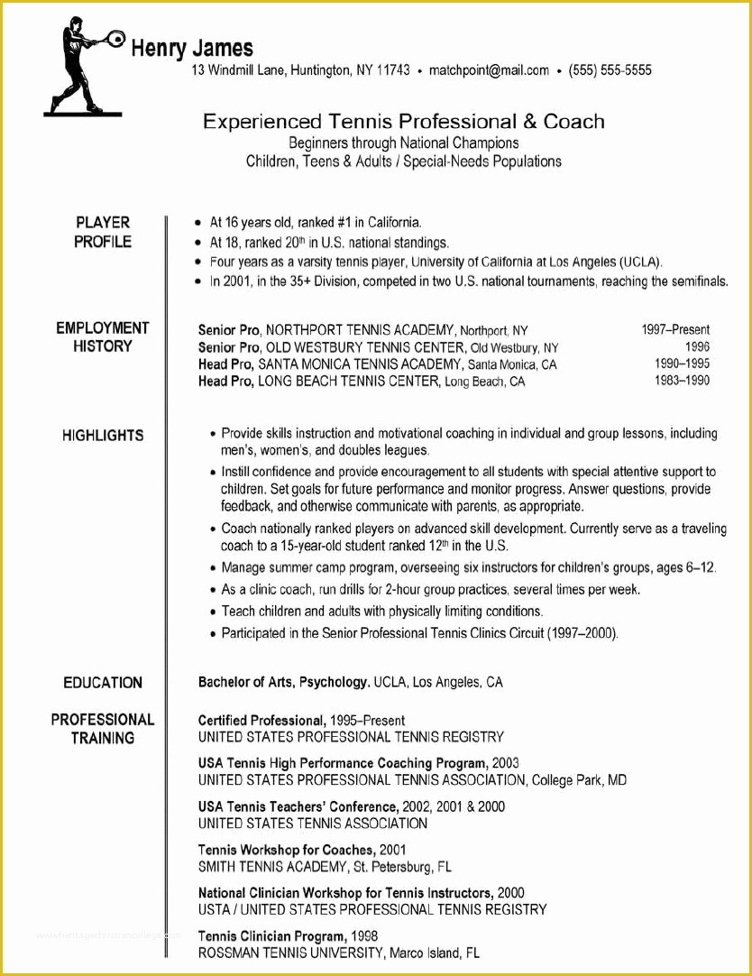 free coaching resume templates of professional football player resume