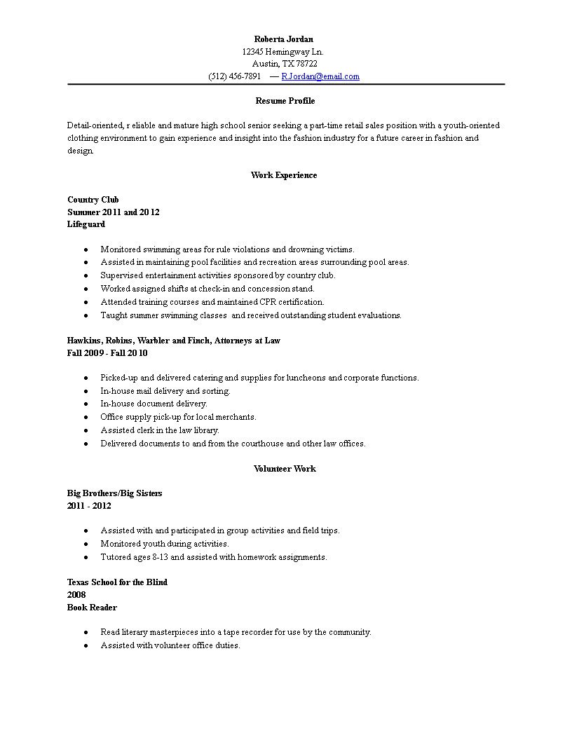 high school graduate resume template