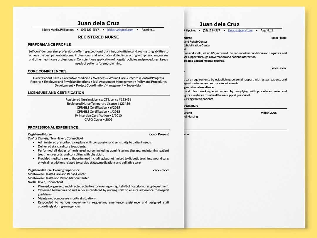 registered nurse resume