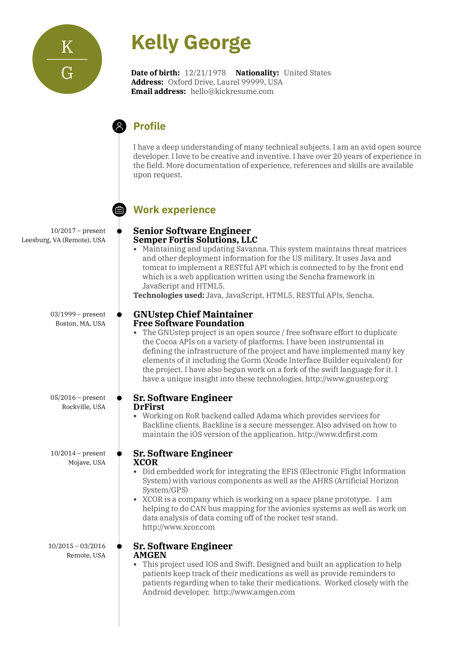 senior software engineer 1 resume sample