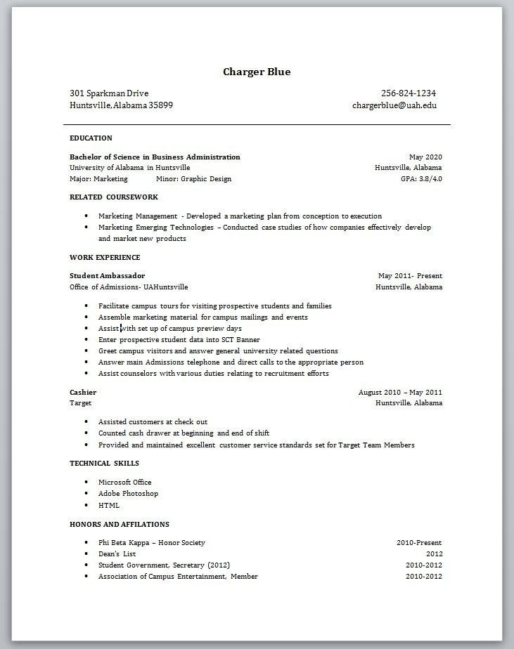 resume for students with no experience 2580