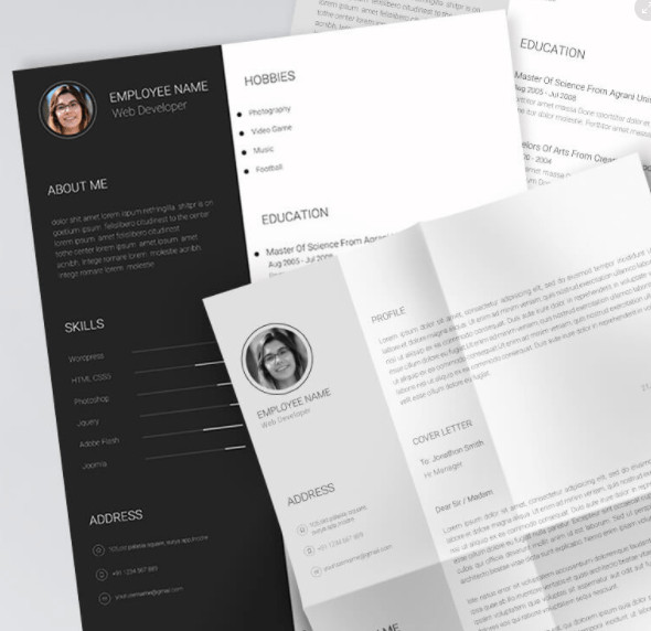 editable print ready resume cv template psd