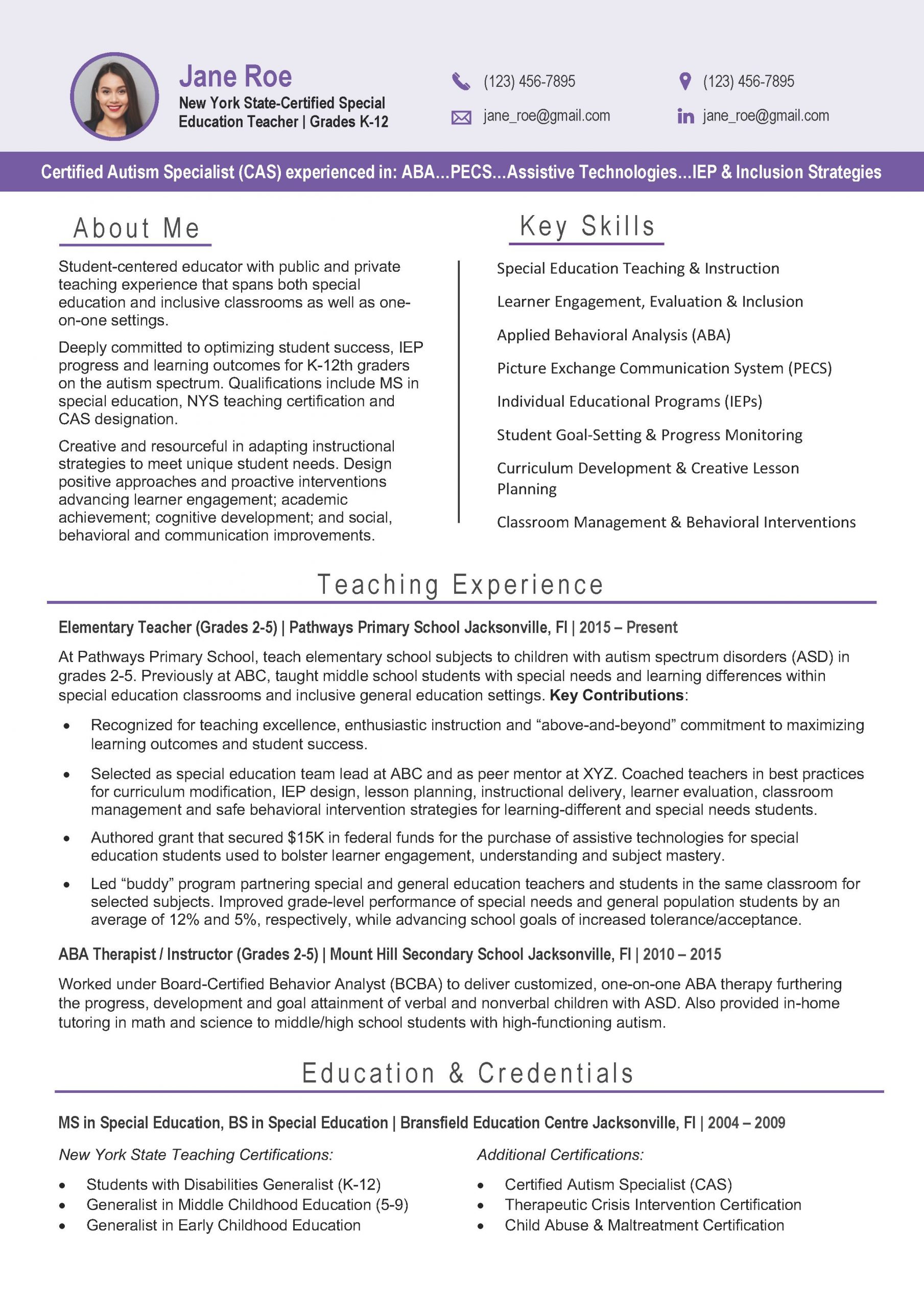 teacher resume template