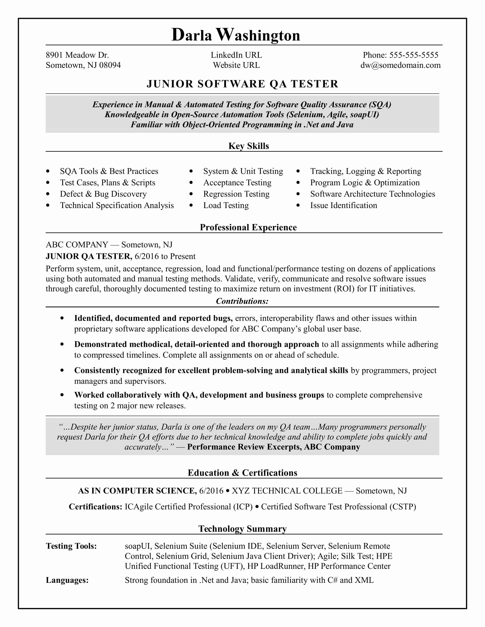 qa tester resume with 5 years experience