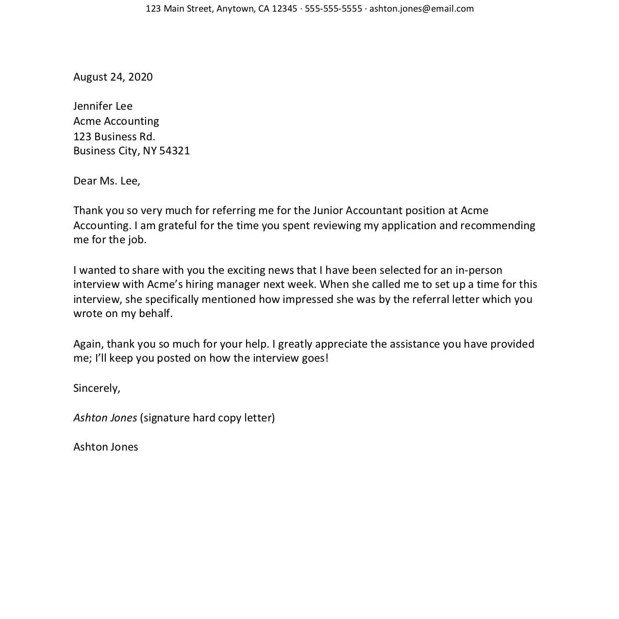 Thank You Letter for Considering My Resume Sample Thank-you Letter for A Job Referral Examples and Tips