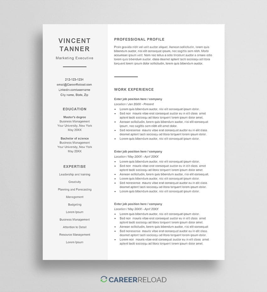 word resume templates