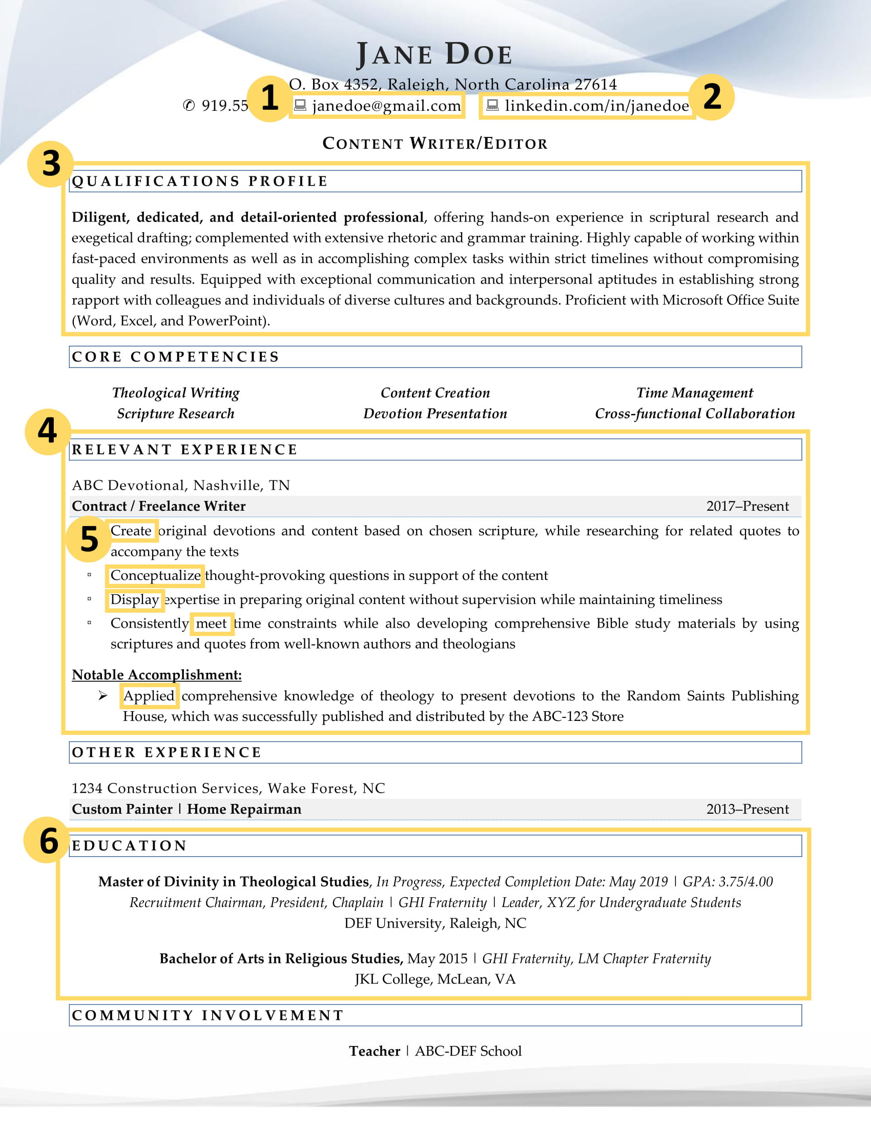 factors excellent recent graduate resume