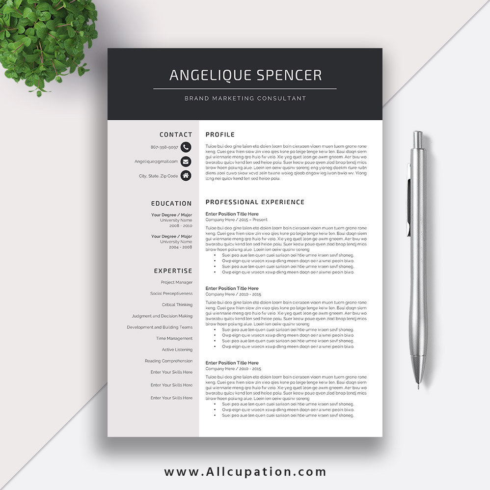 best selling editable word resume template and cover letter for instant the angelique