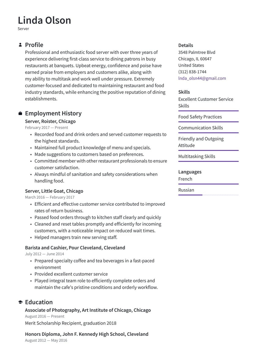 Country Club Server Bartender Resume Sample Server Resume Examples & Writing Tips 2022 (free Guide) Â· Resume.io