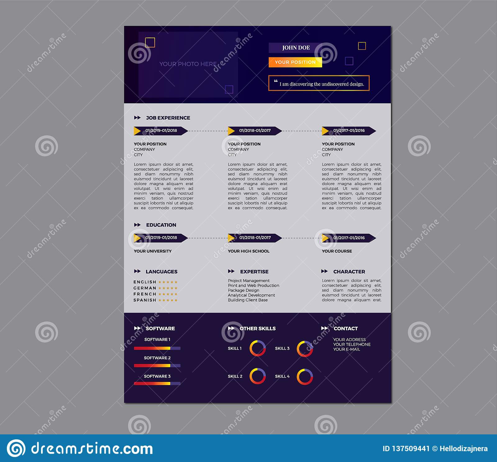 creative resume template design colorful resume template creative original cv resume template graphic designer art image
