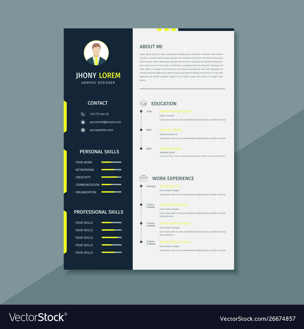 creative design resume template or cv template vector