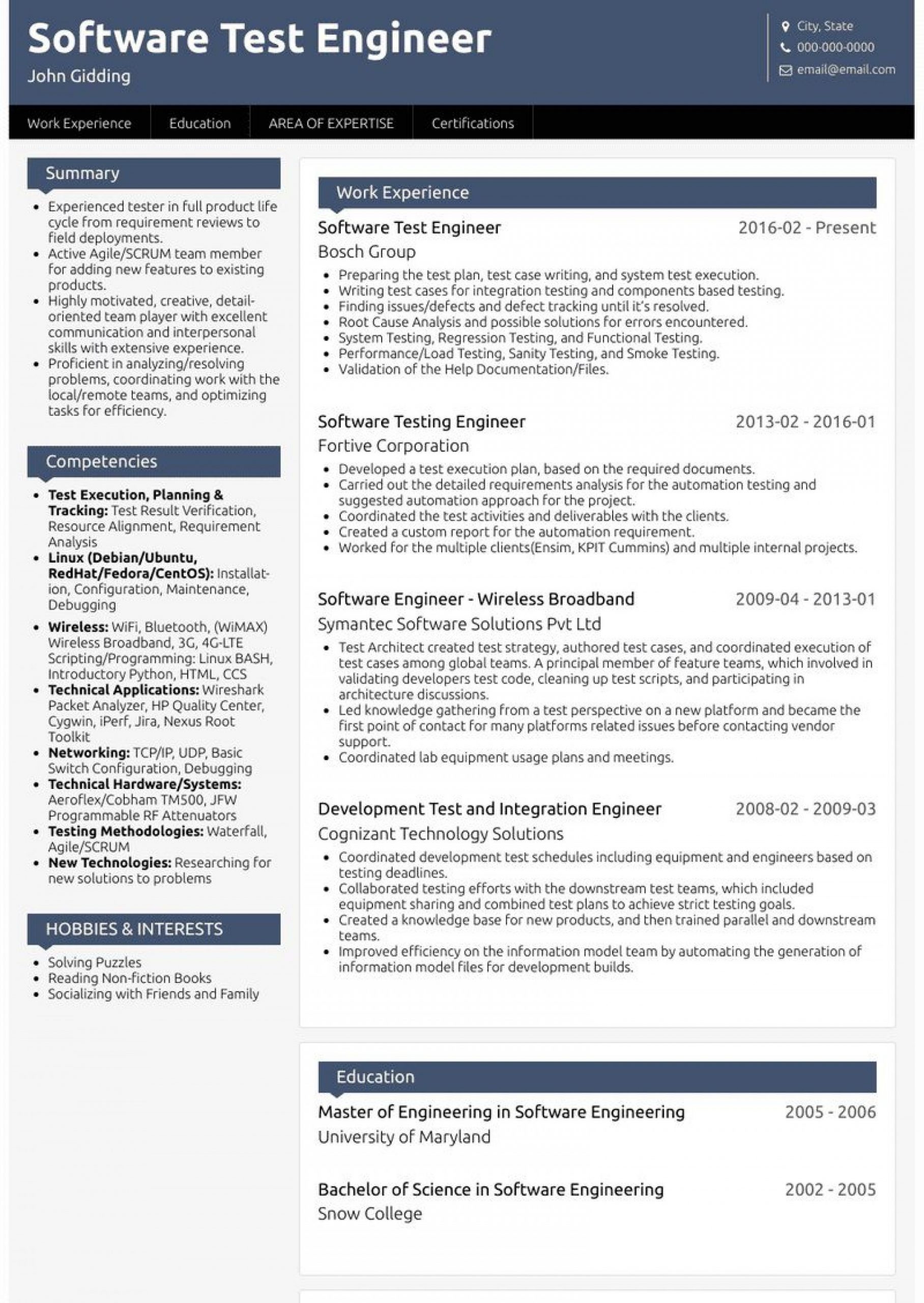 software engineer cv template freeml