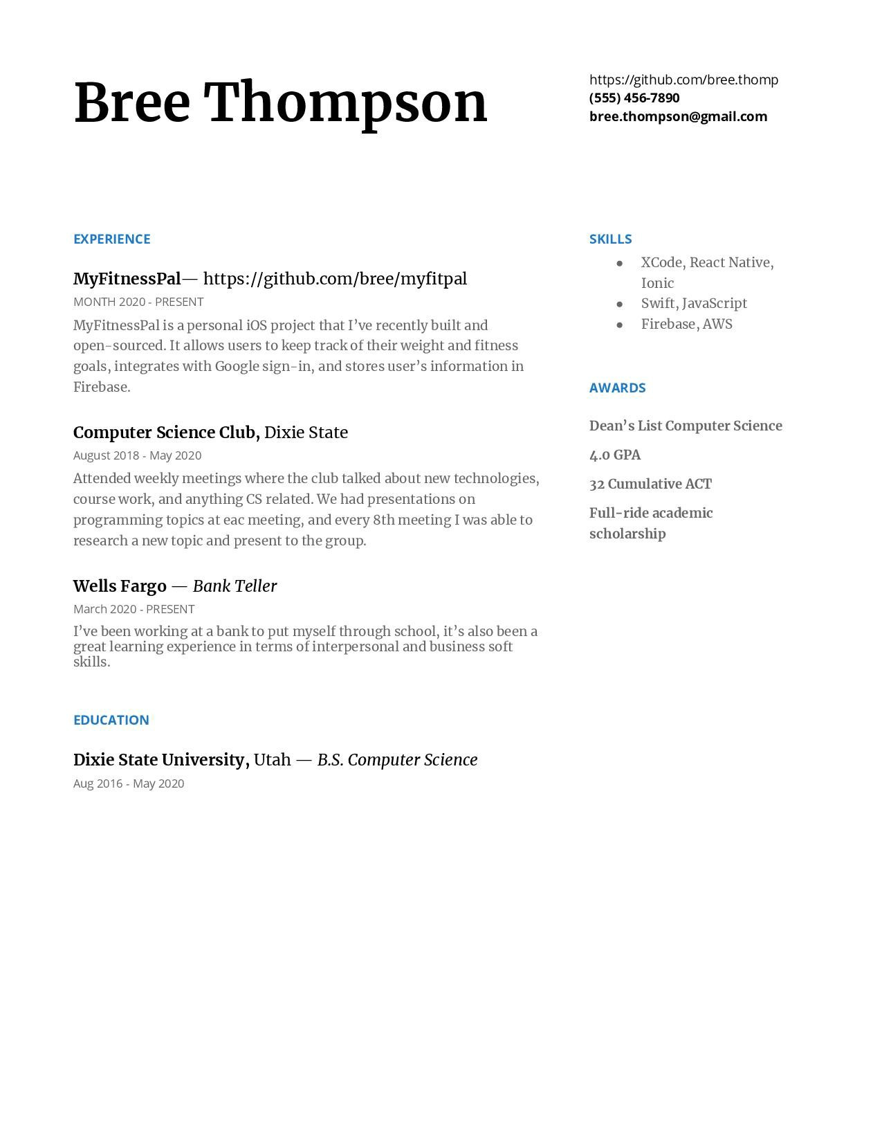 6 puter science resume examples for 2021 af2681e