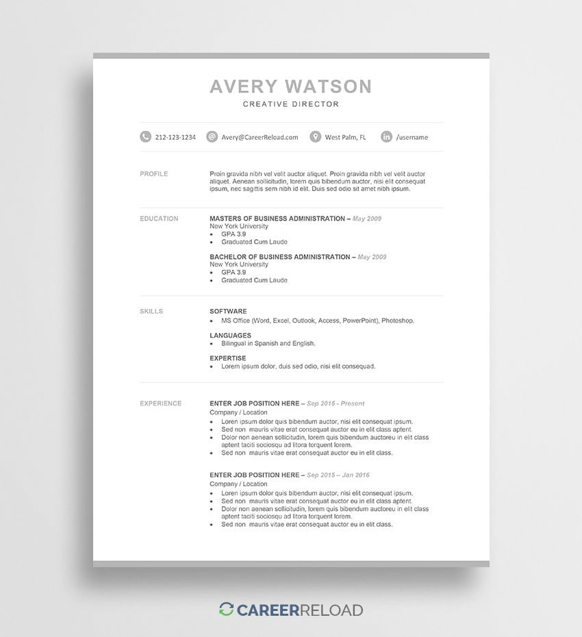 resume template avery