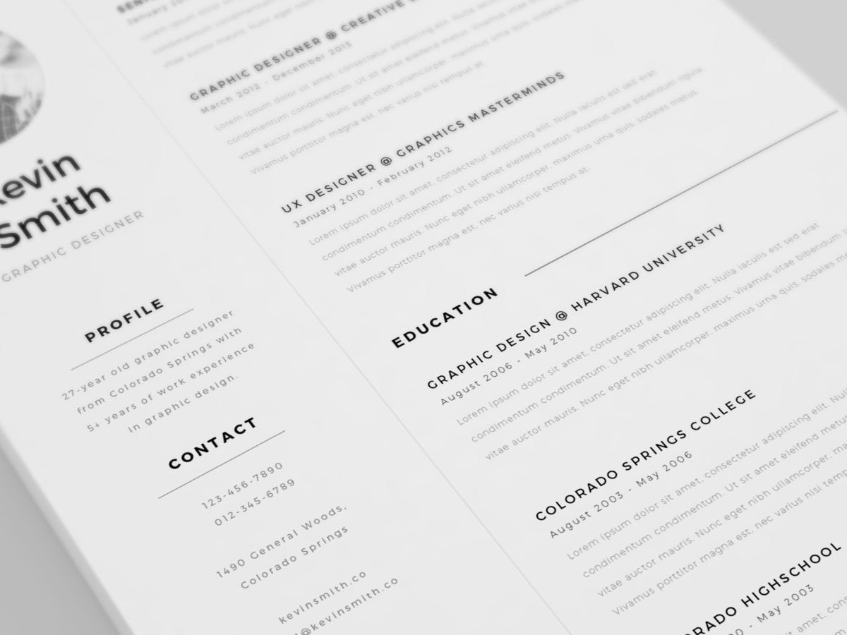 free clean and minimal resume template