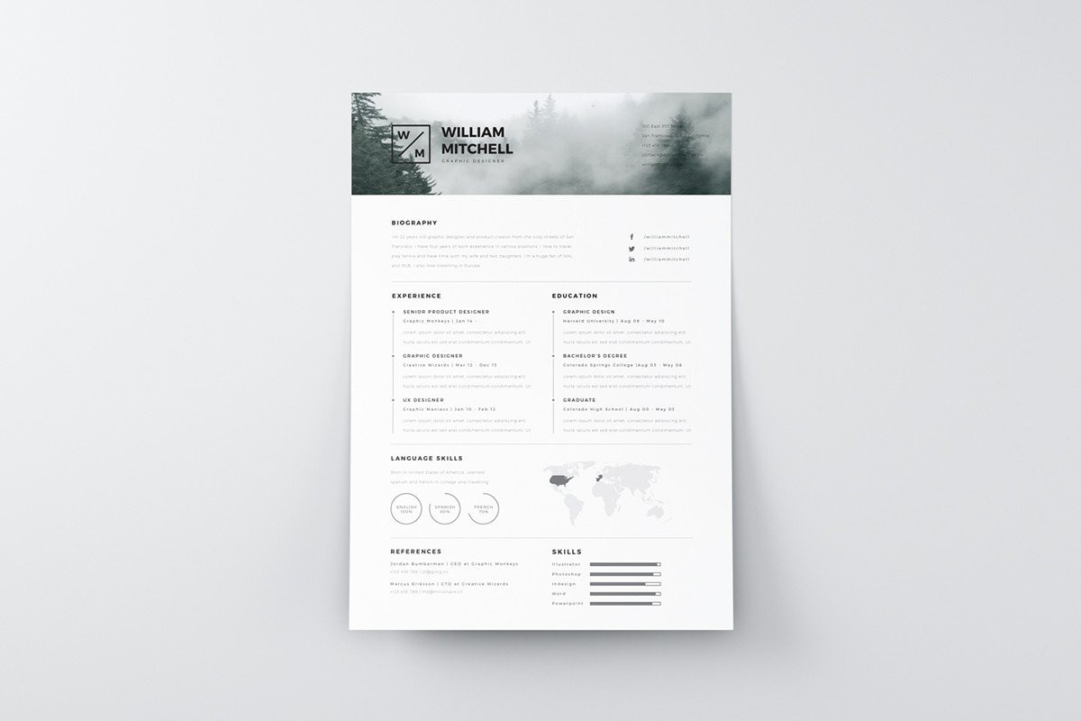 free minimalistic and clean resume template