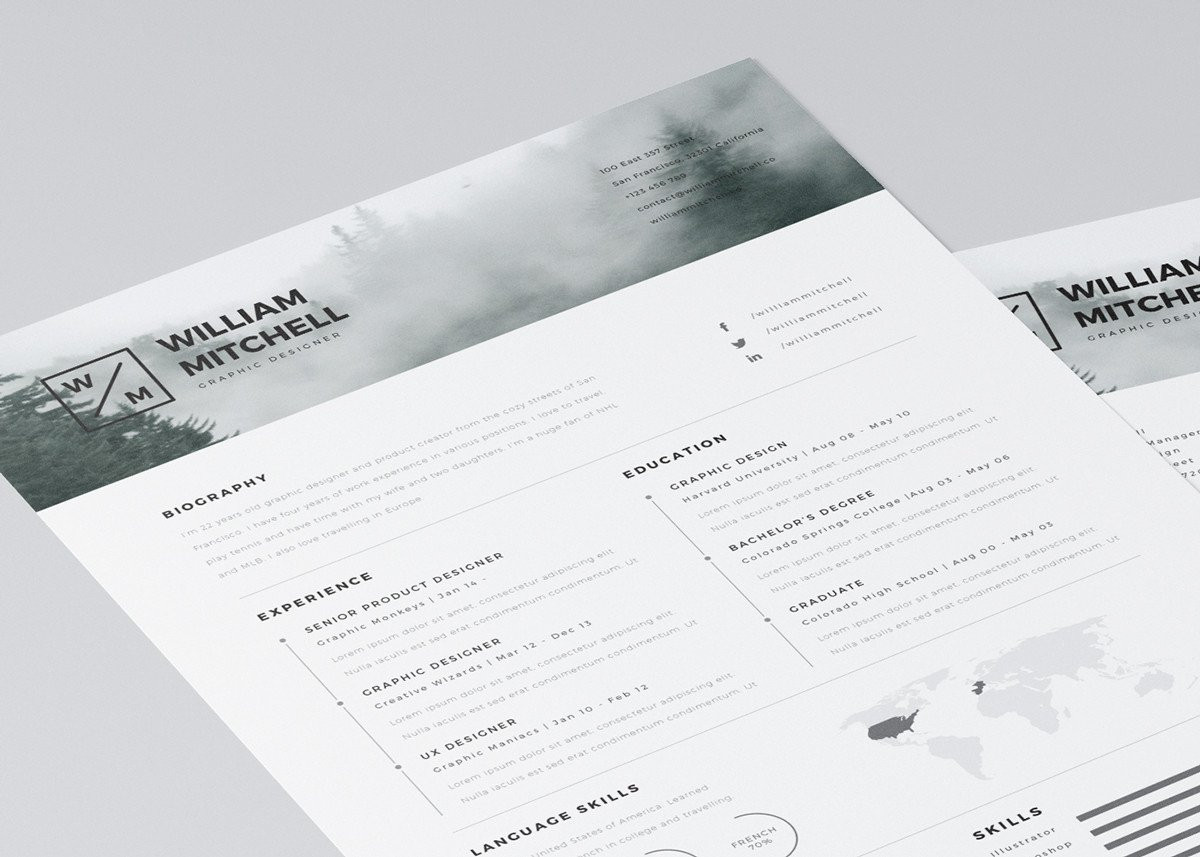 free minimalistic and clean resume template