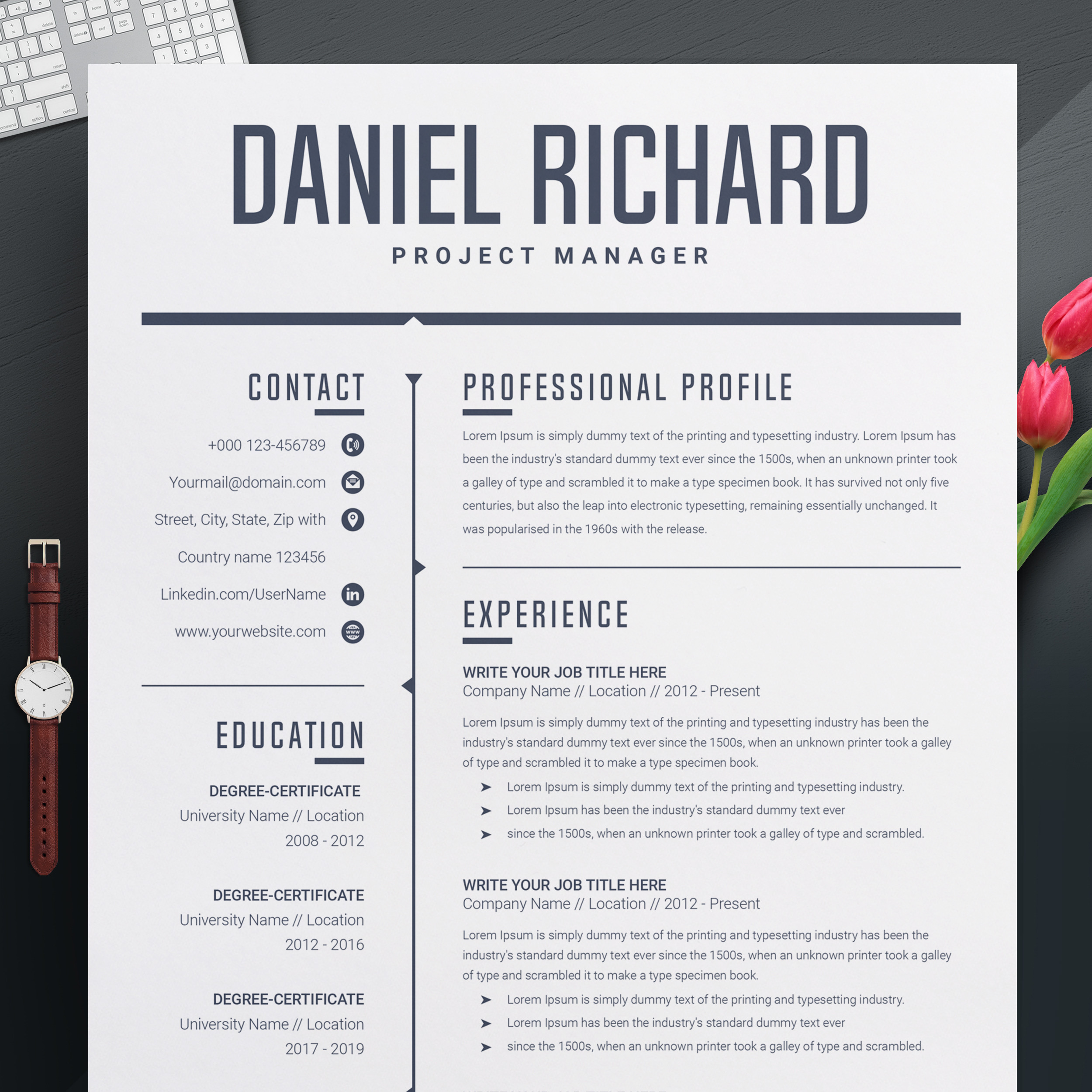 modern resume template cv template cover letter