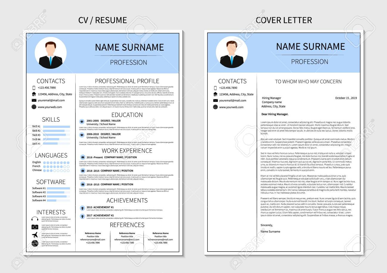 photo stock vector resume template for men modern cv and cover letter layout with infographic minimalistic curriculum v