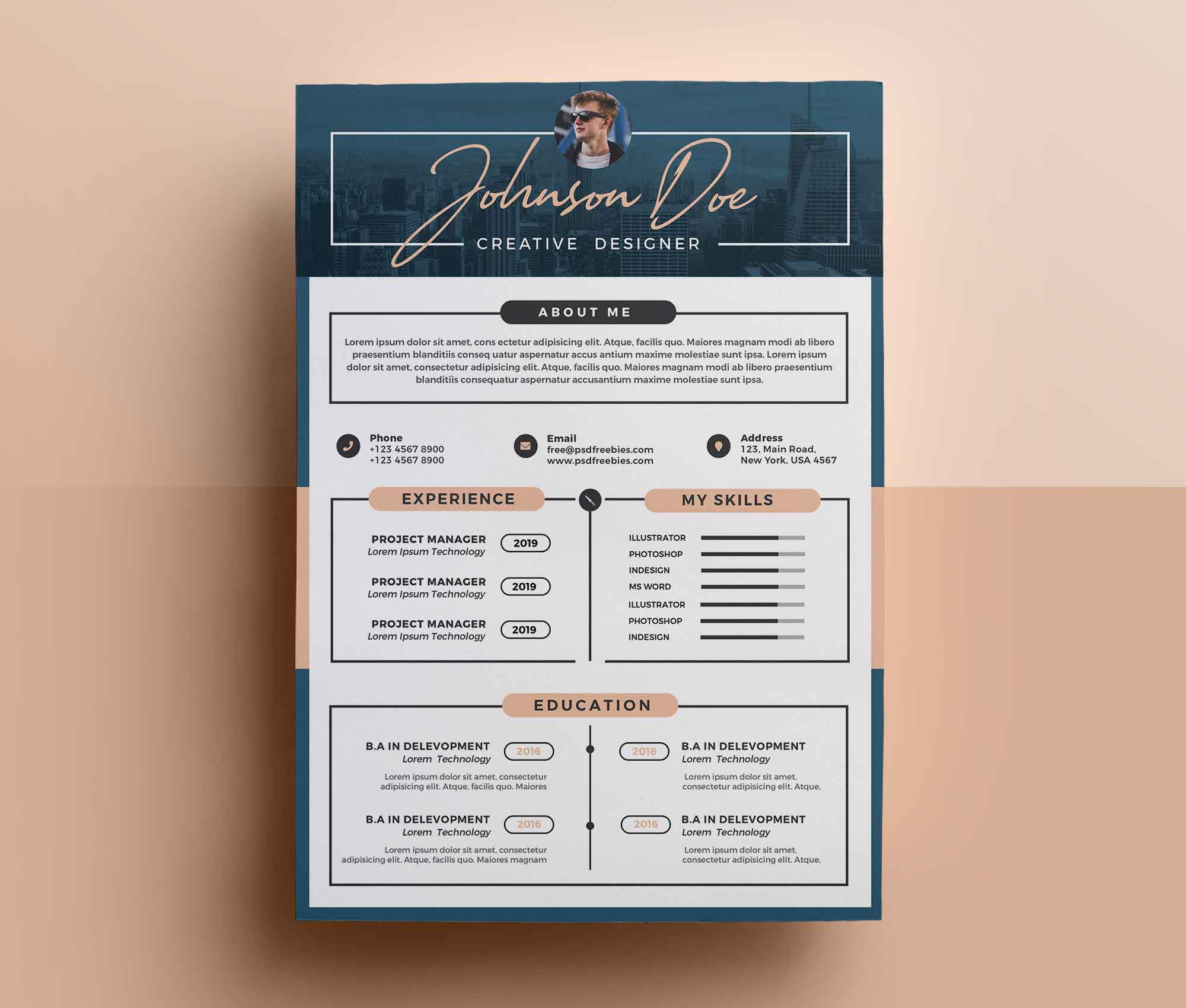 free professional resume template psd