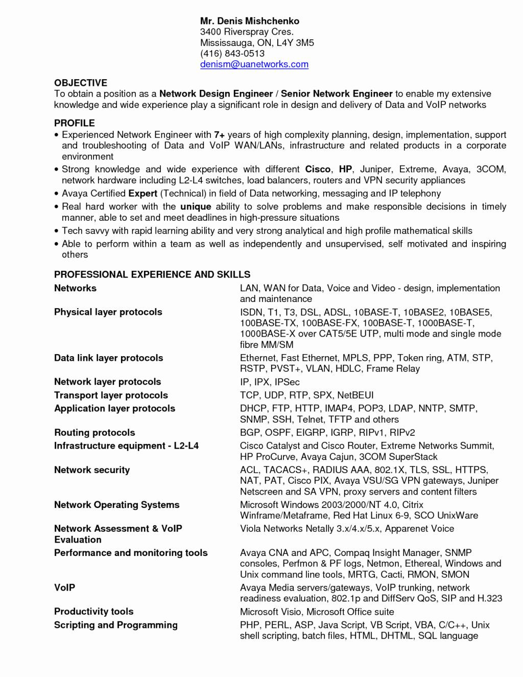 Network Engineer Resume Sample for Fresher Network Engineer Resume Sample for Fresher Bank Of Resume