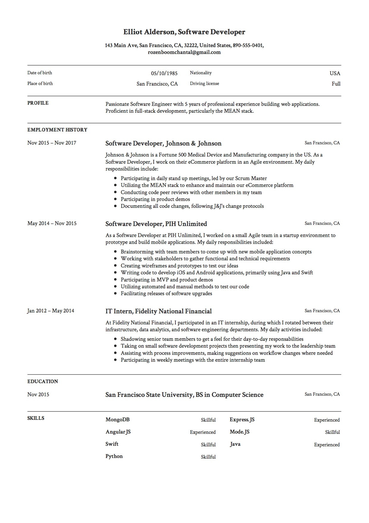 manual testing resume sample