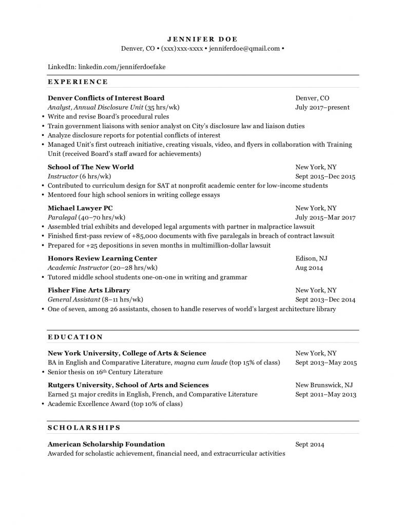 law school resume