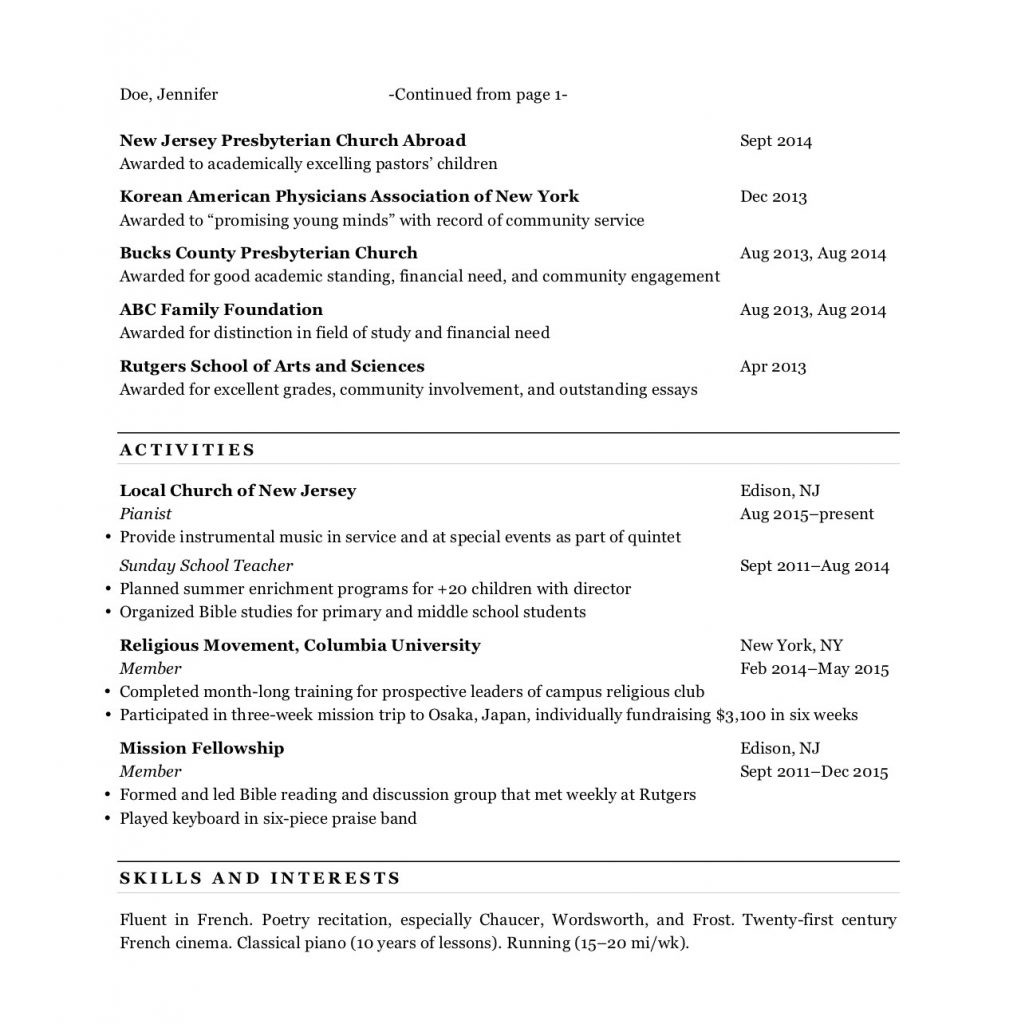 law school resume