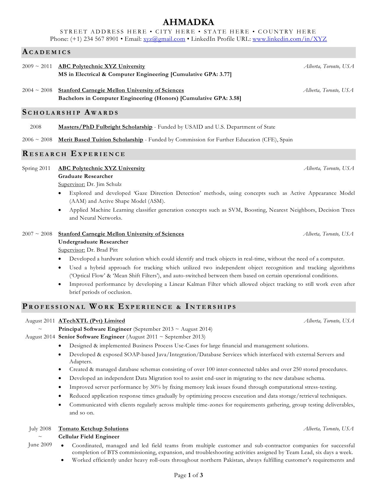 please critique my cv for graduate admission application