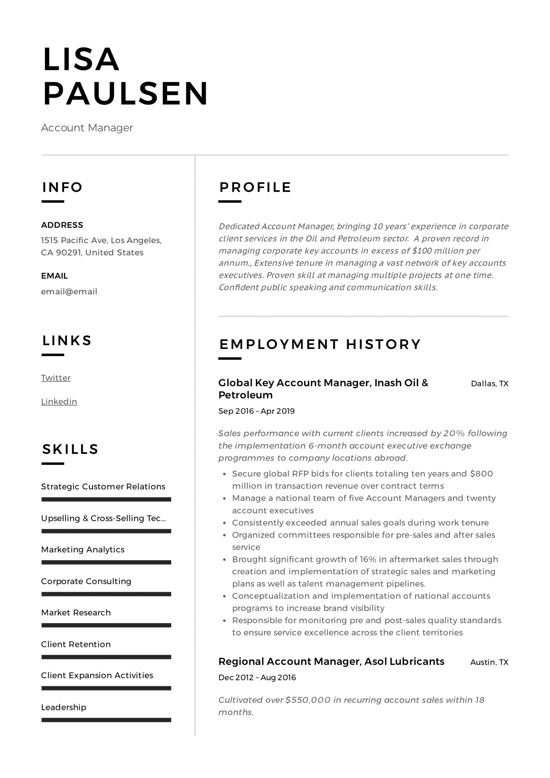 key account manager resume pdfml