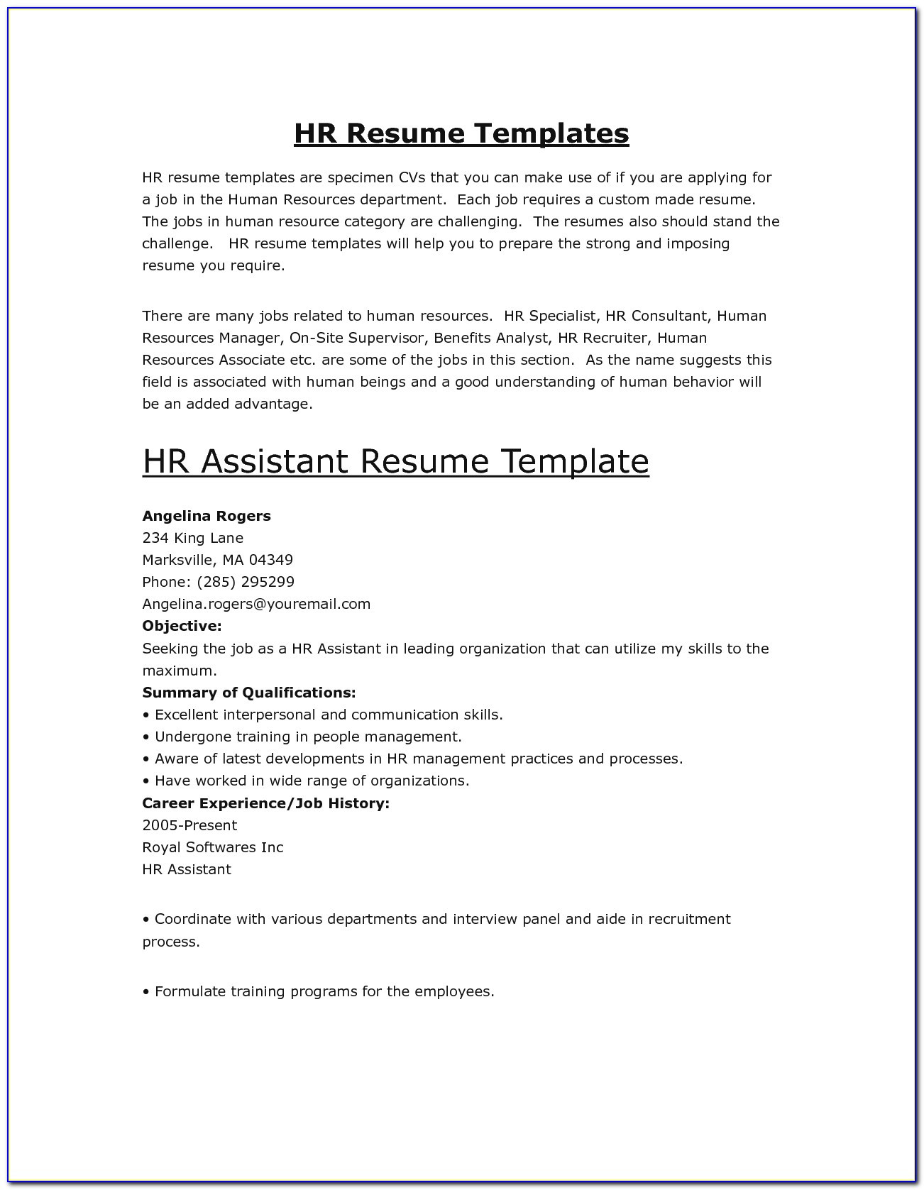 hr assistant resume sampleml