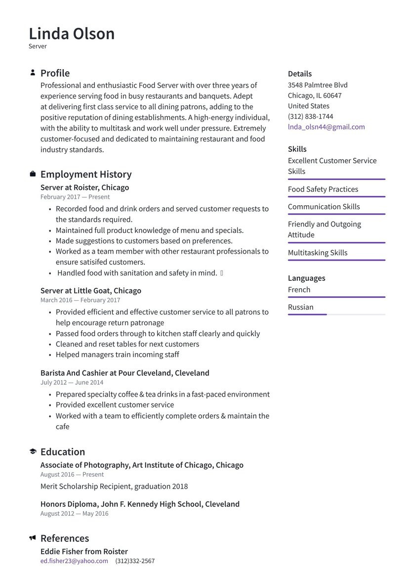 Sample Resume for Ice Cream Shop Server Resume Examples & Writing Tips 2021 (free Guide) Â· Resume.io