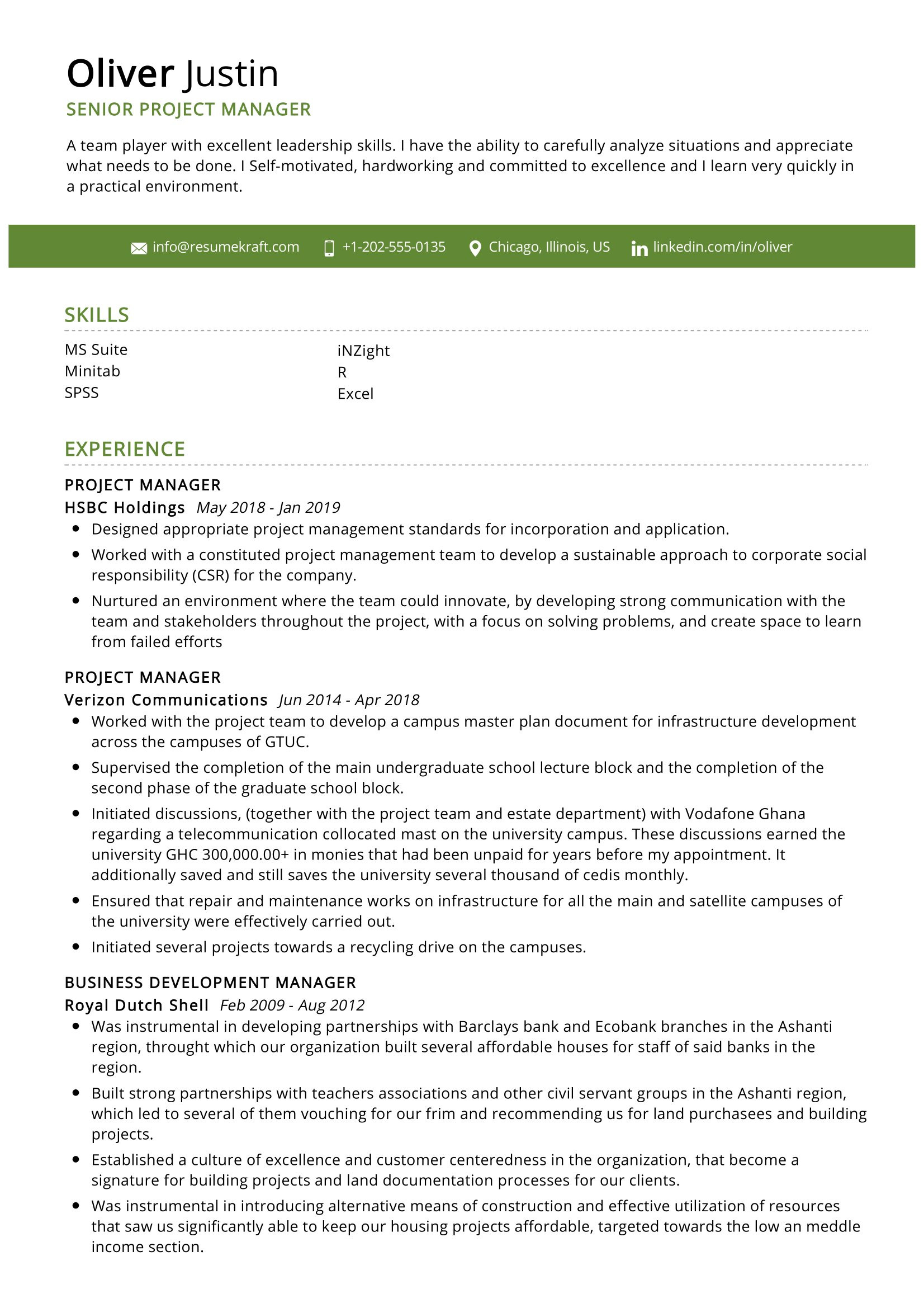 senior project manager resume sample 2