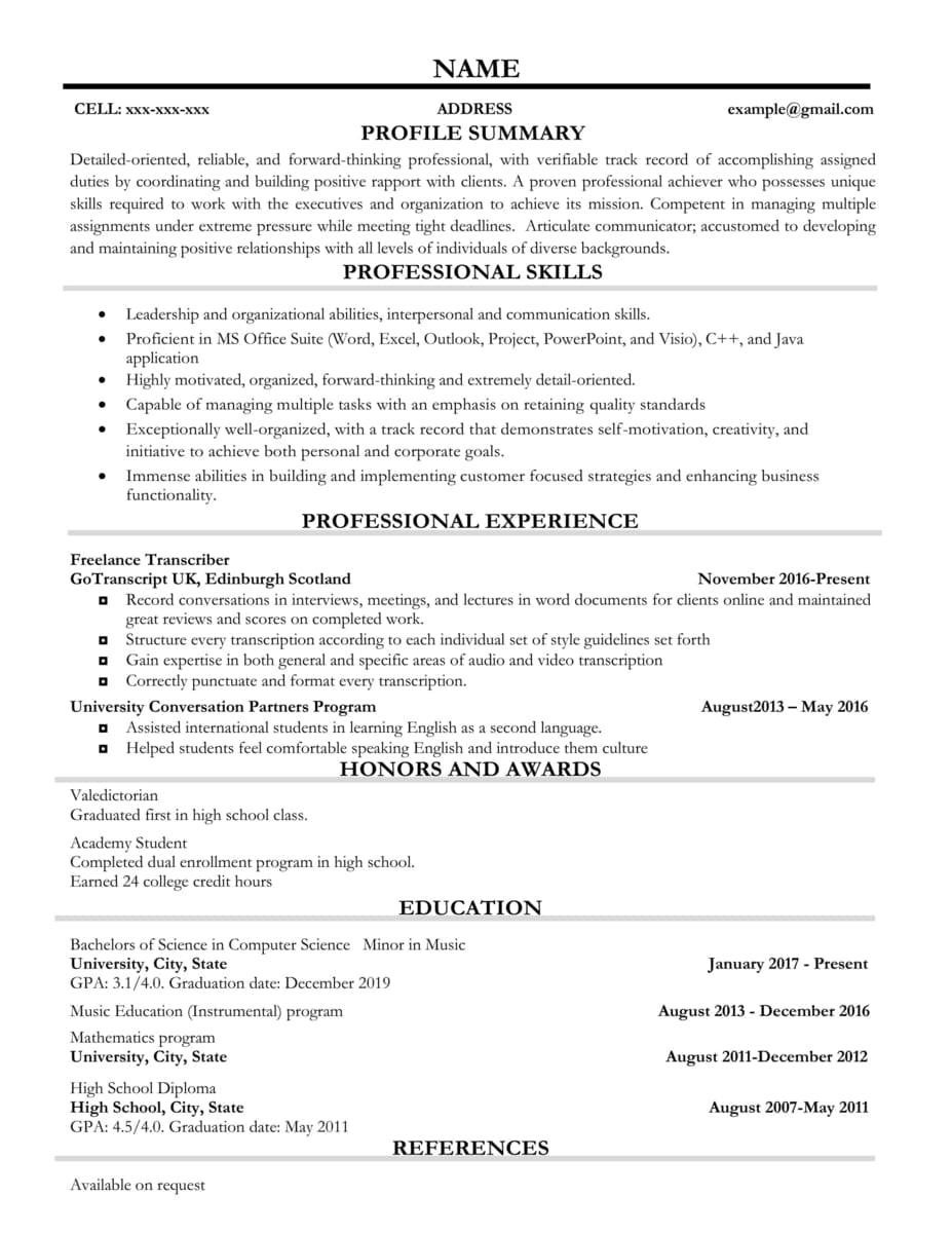 resume help for no job experience