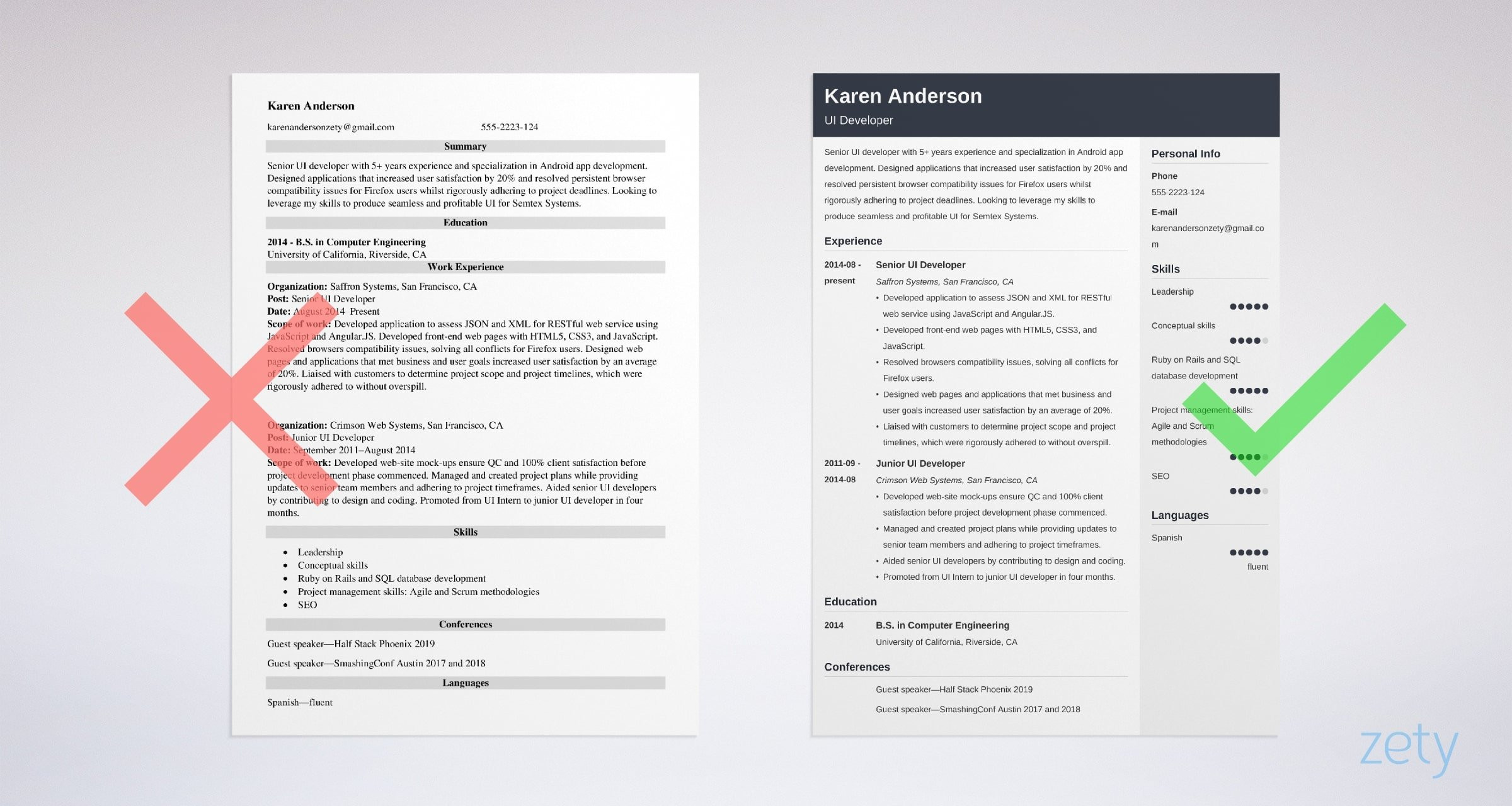 ui developer resume example