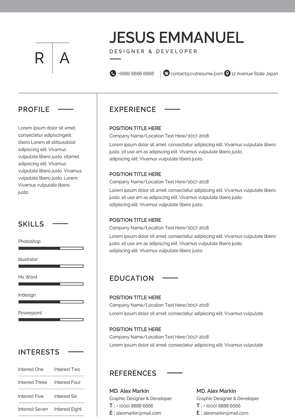 professional web developer resume template