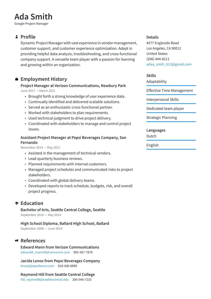 1 Year Work Experience Resume Sample Google Resume Examples & Writing Tips 2022 (free Guide) Â· Resume.io