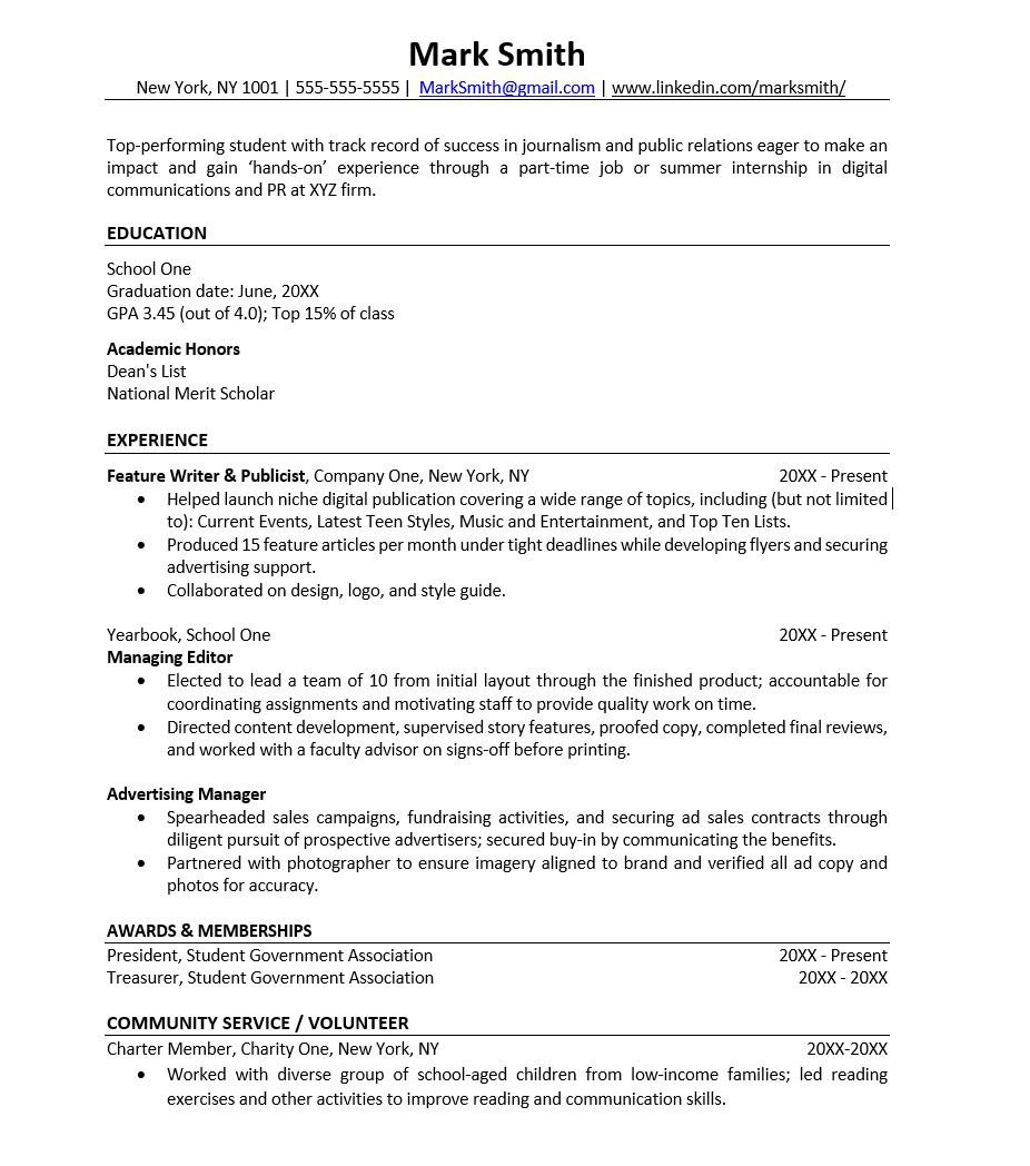 After School Group Leader Resume Samples High School Resume Template Monster.com