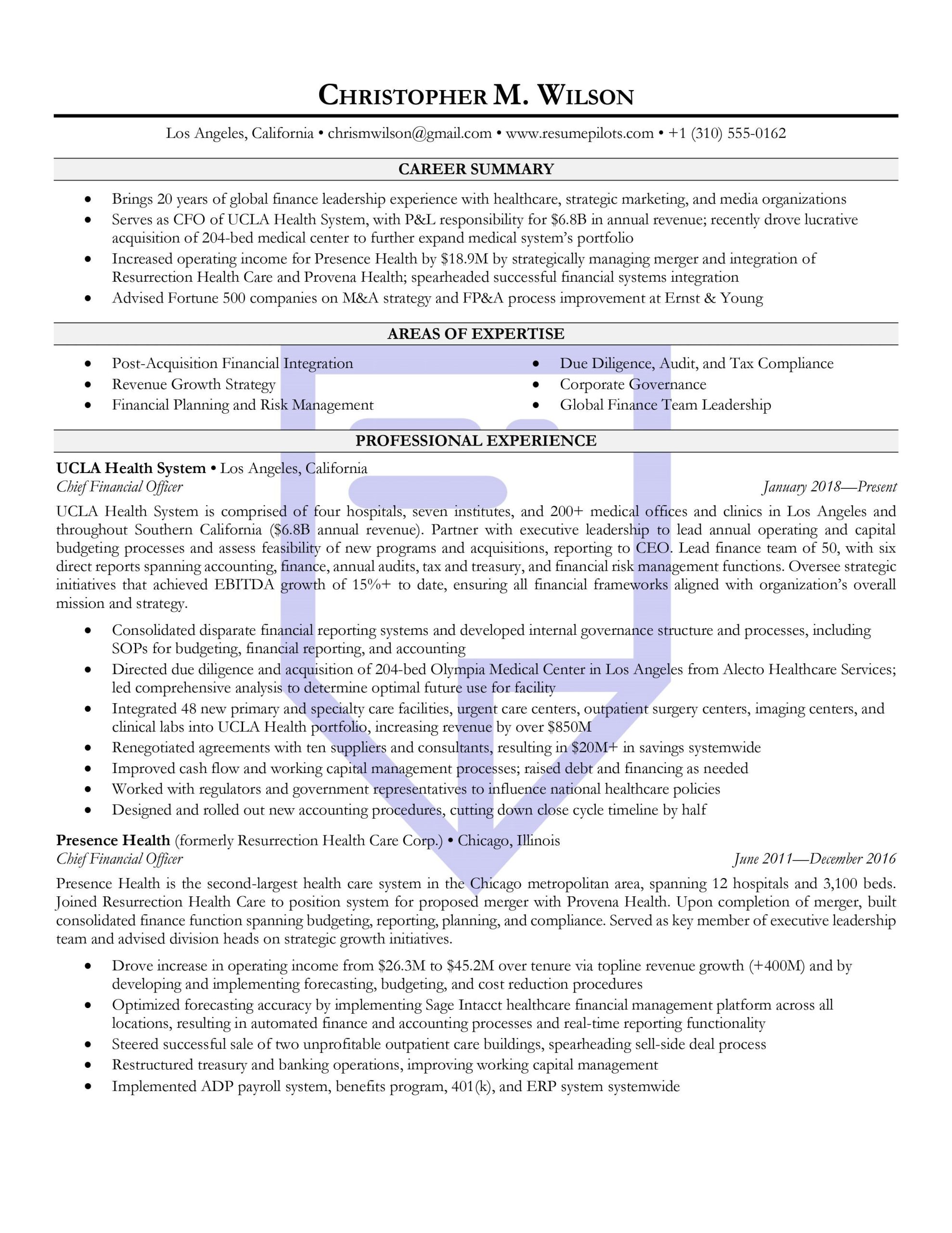 Bank Board Of Directors Sample Resume High-impact Chief Financial Officer (cfo) Resume Sample â Resume …