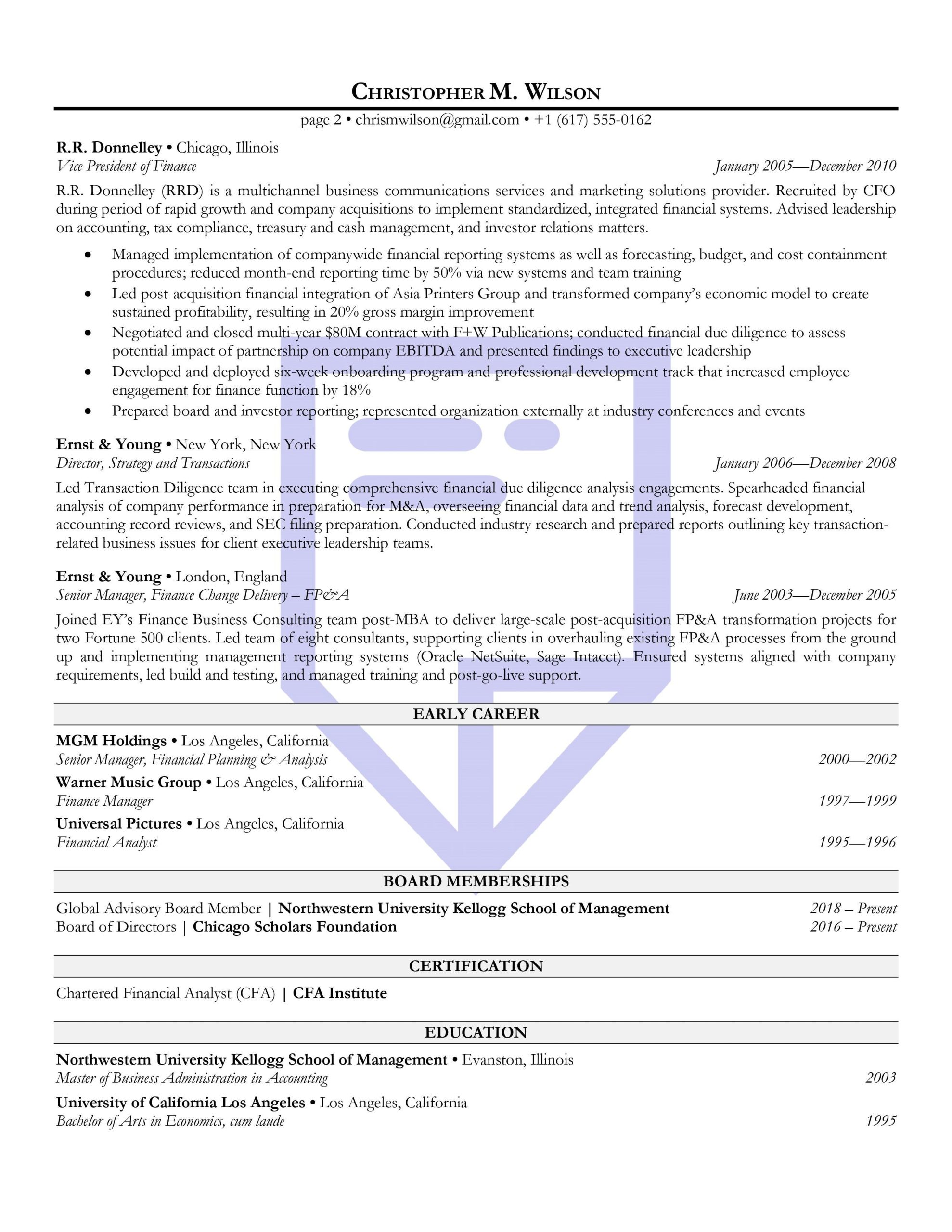 Bank Board Of Directors Sample Resume High-impact Chief Financial Officer (cfo) Resume Sample â Resume …